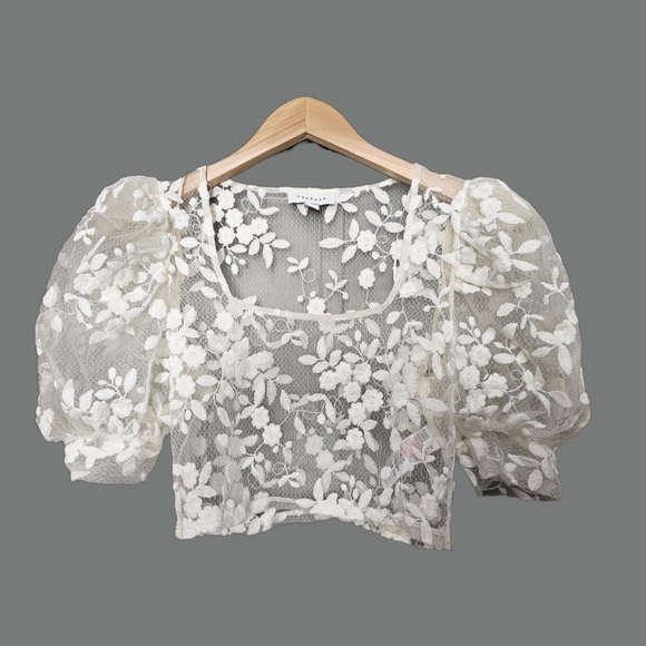 Topshop Tops - Lace Cream Top